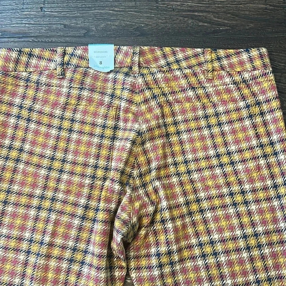 J.McLaughlin Becca Legging Brown Gold Burgundy Plaid Size 8 NWT - Picture 5 of 8